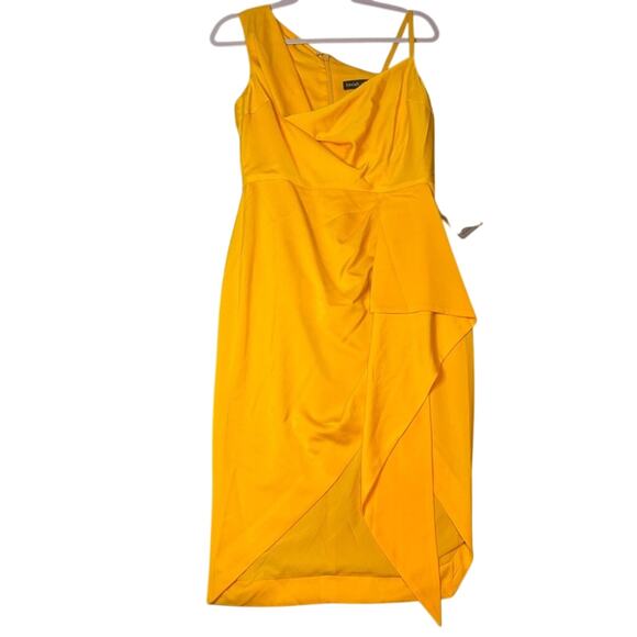 Lavish Alice Yellow Cowl Neck Wrap Midi Dress Size 6 Cocktail NWT - Picture 5 of 8